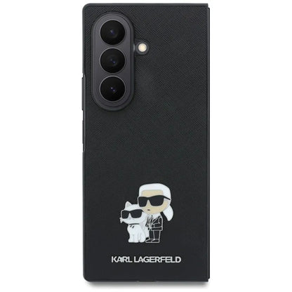 Karl Lagerfeld Saffiano Karl & Choupette Pin dėklas Samsung Galaxy Z Fold 8 Ultra telefonui (juodas)