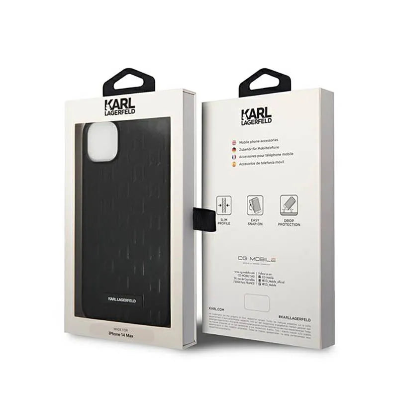 Karl Lagerfeld Saffiano Mono Metal Logo - Dėklas, skirtas iPhone 14 Plus (juodas)