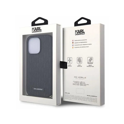 Karl Lagerfeld Saffiano Monogram Chain – Dėklas iPhone 14 Pro (juodas)