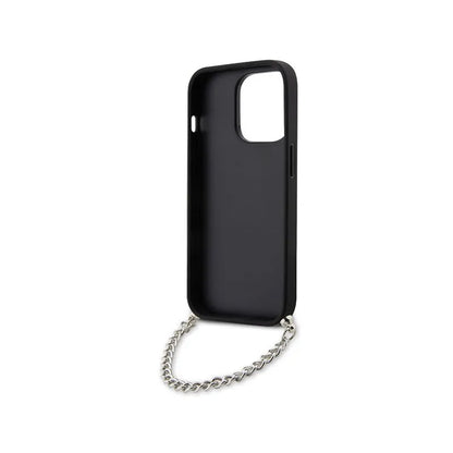 Karl Lagerfeld Saffiano Monogram Chain - dėklas, skirtas „iPhone 14 Pro“ (sidabrinis)