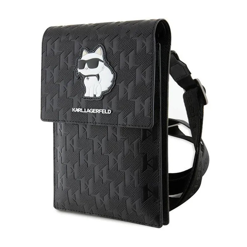 Karl Lagerfeld Saffiano Monogram Choupette – Rankinė telefonui (juoda)