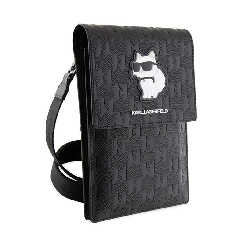 Karl Lagerfeld Saffiano Monogram Choupette – Rankinė telefonui (juoda)