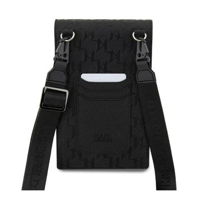 Karl Lagerfeld Saffiano Monogram Ikonik - Rankinė per petį telefonui (juoda)