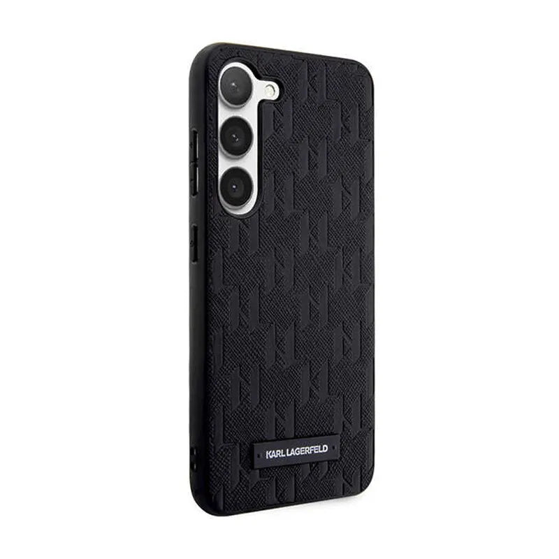 Karl Lagerfeld Saffiano Monogram Metal Logo – dėklas „Samsung Galaxy S24+“ (juodas)
