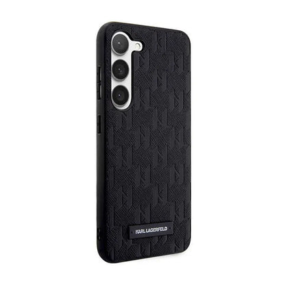 Karl Lagerfeld Saffiano Monogram Metal Logo – dėklas „Samsung Galaxy S24+“ (juodas)