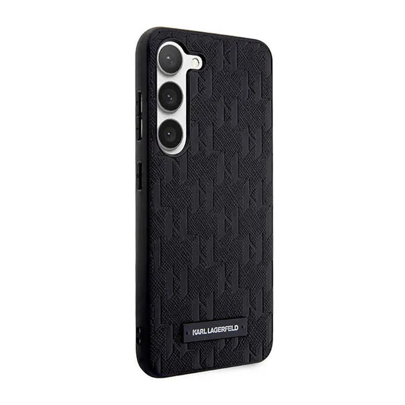 Karl Lagerfeld Saffiano Monogram Metal Logo – dėklas skirtas Samsung Galaxy S23+ (juodas)