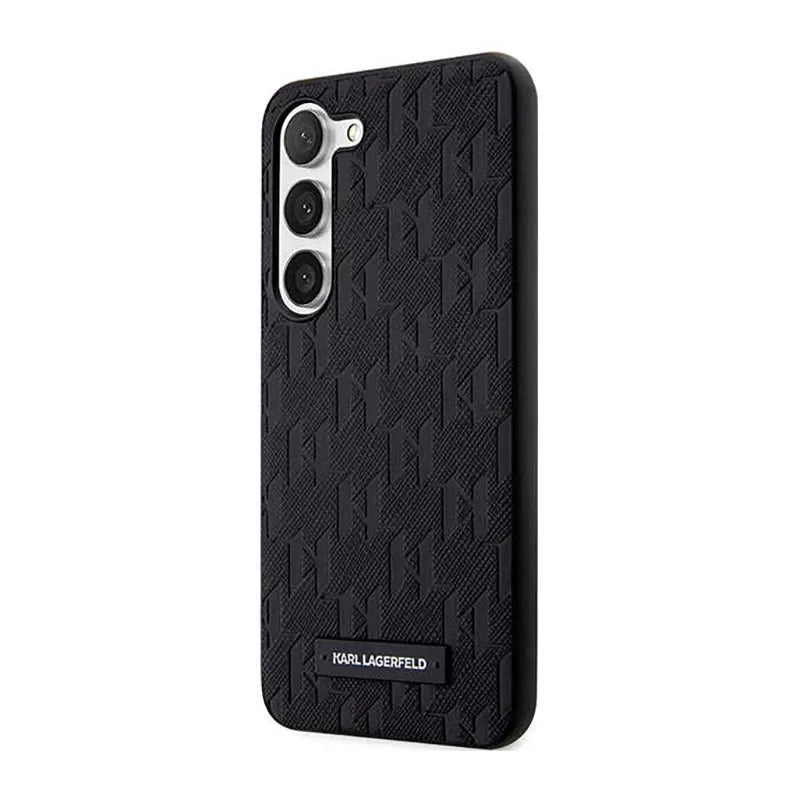 Karl Lagerfeld Saffiano Monogram Metal Logo – dėklas skirtas Samsung Galaxy S23+ (juodas)