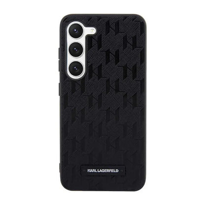 Karl Lagerfeld Saffiano Monogram Metal Logotipas - Dėklas skirtas Samsung Galaxy S23 (Juodas)