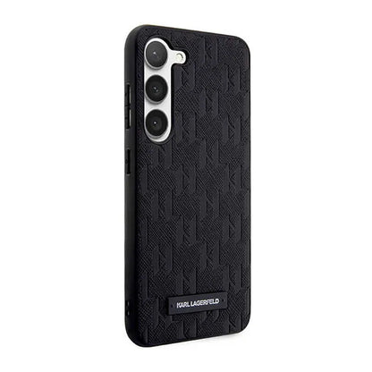 Karl Lagerfeld Saffiano Monogram Metal Logotipas - Dėklas skirtas Samsung Galaxy S23 (Juodas)