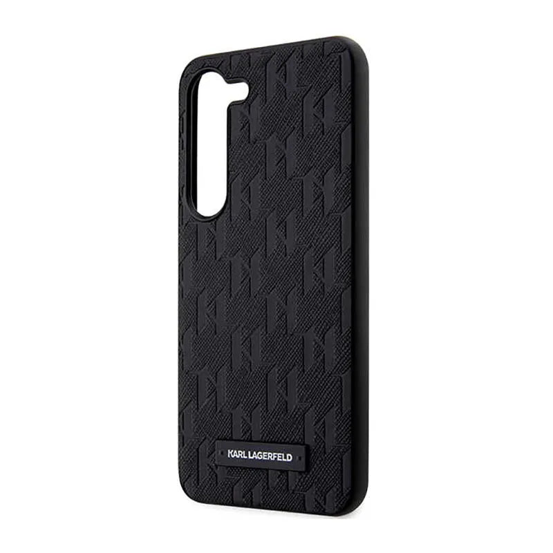 Karl Lagerfeld Saffiano Monogram Metal Logotipas - Dėklas skirtas Samsung Galaxy S23 (Juodas)