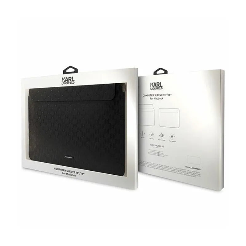 Karl Lagerfeld Saffiano Monogram Plaque Sleeve - 14" nešiojamojo kompiuterio dėklas (juodas)