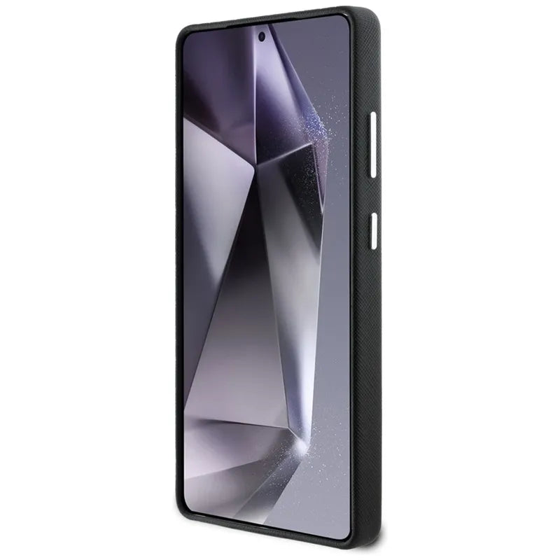 Karl Lagerfeld Saffiano pilnai apgaubtas ilgas metalinis logotipas MagSafe – dėklas Samsung Galaxy S25 Ultra (juodas)