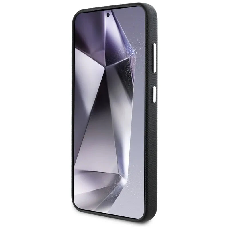 Karl Lagerfeld Safiano Pilnai Apgaubtas Ilgintas Metalinis Logotipas MagSafe – Dėklas, skirtas Samsung Galaxy S25+ (juodas)