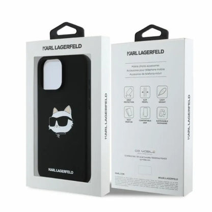 Karl Lagerfeld Silicone Choupette galvos atspaudas MagSafe – dėklas iPhone 16 Pro Max (juodas)