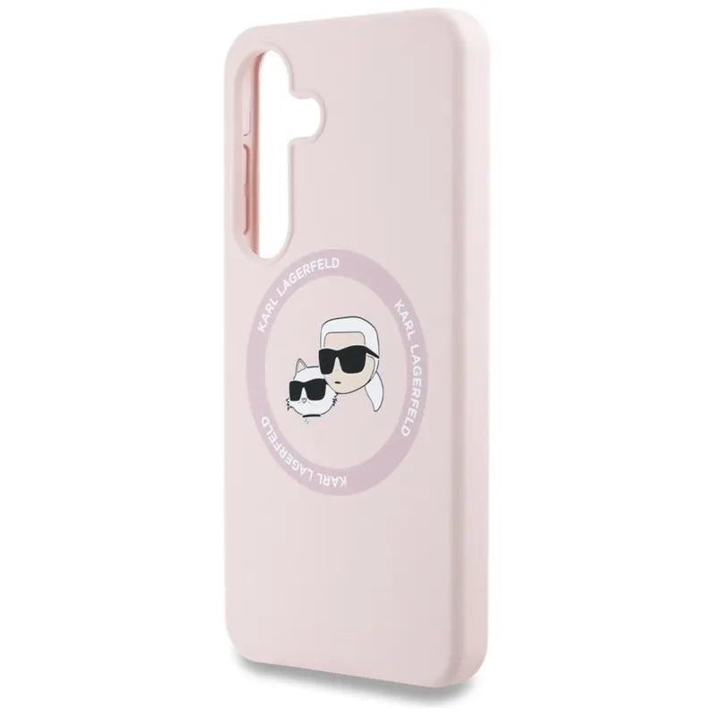 Karl Lagerfeld Silicone Double Heads And Circle MagSafe – dėklas Samsung Galaxy S25+ (rožinis)