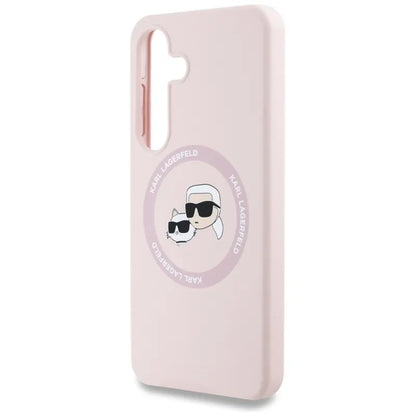 Karl Lagerfeld Silicone Double Heads And Circle MagSafe – dėklas Samsung Galaxy S25+ (rožinis)