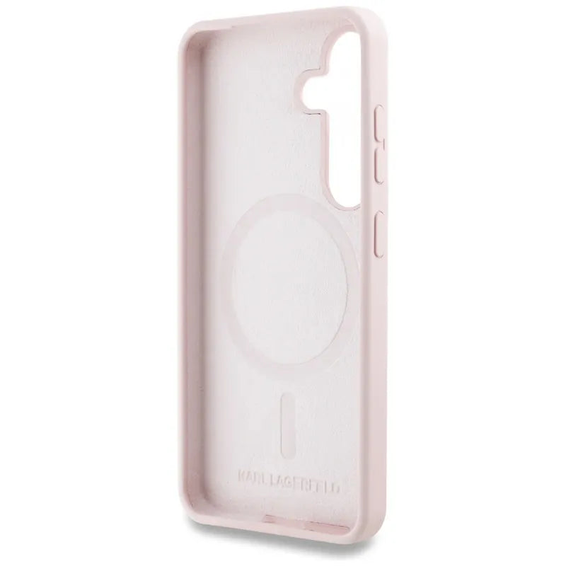 Karl Lagerfeld Silicone Double Heads And Circle MagSafe – dėklas Samsung Galaxy S25+ (rožinis)