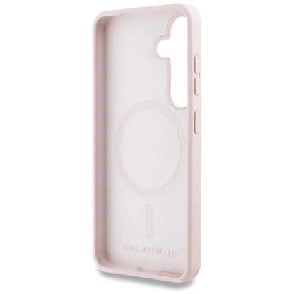 Karl Lagerfeld Silicone Double Heads And Circle MagSafe – dėklas Samsung Galaxy S25+ (rožinis)