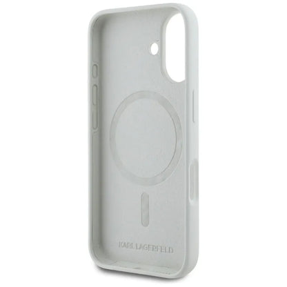 Karl Lagerfeld Silicone Double Heads And Circle MagSafe – dėklas skirtas iPhone 16 (smėlio spalvos)