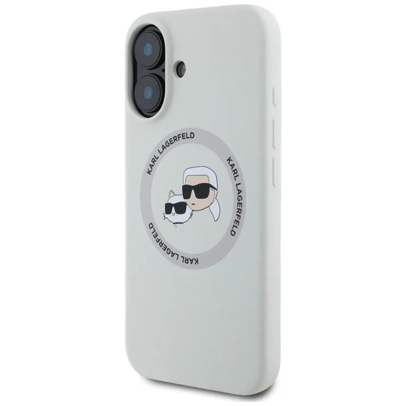 Karl Lagerfeld Silicone Double Heads And Circle MagSafe – dėklas skirtas iPhone 16 (smėlio spalvos)