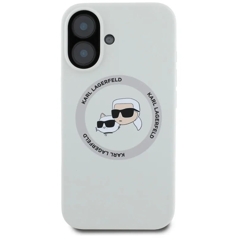 Karl Lagerfeld Silicone Double Heads And Circle MagSafe – dėklas skirtas iPhone 16 (smėlio spalvos)