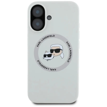 Karl Lagerfeld Silicone Double Heads And Circle MagSafe – dėklas skirtas iPhone 16 (smėlio spalvos)