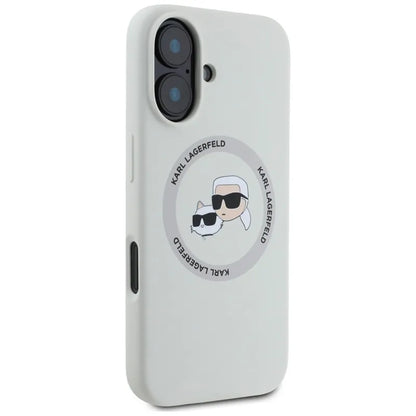 Karl Lagerfeld Silicone Double Heads And Circle MagSafe – dėklas skirtas iPhone 16 (smėlio spalvos)