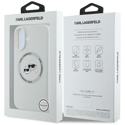 Karl Lagerfeld Silicone Double Heads And Circle MagSafe – dėklas skirtas iPhone 16 (smėlio spalvos)