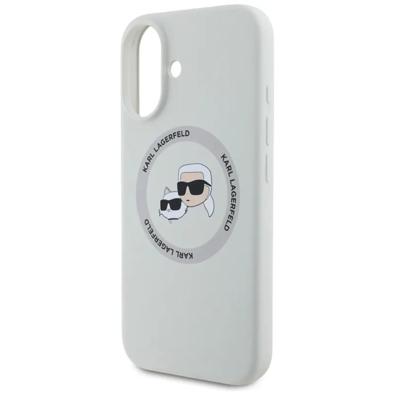 Karl Lagerfeld Silicone Double Heads And Circle MagSafe – dėklas skirtas iPhone 16 (smėlio spalvos)