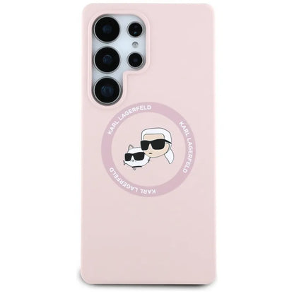 Karl Lagerfeld Silicone Double Heads And Circle MagSafe - Dėklas, skirtas Samsung Galaxy S25 Ultra (rožinė)