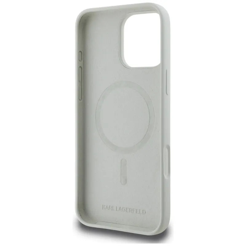 Karl Lagerfeld Silicone Double Heads And Circle MagSafe – „iPhone 16 Pro“ dėklas (smėlio spalvos)