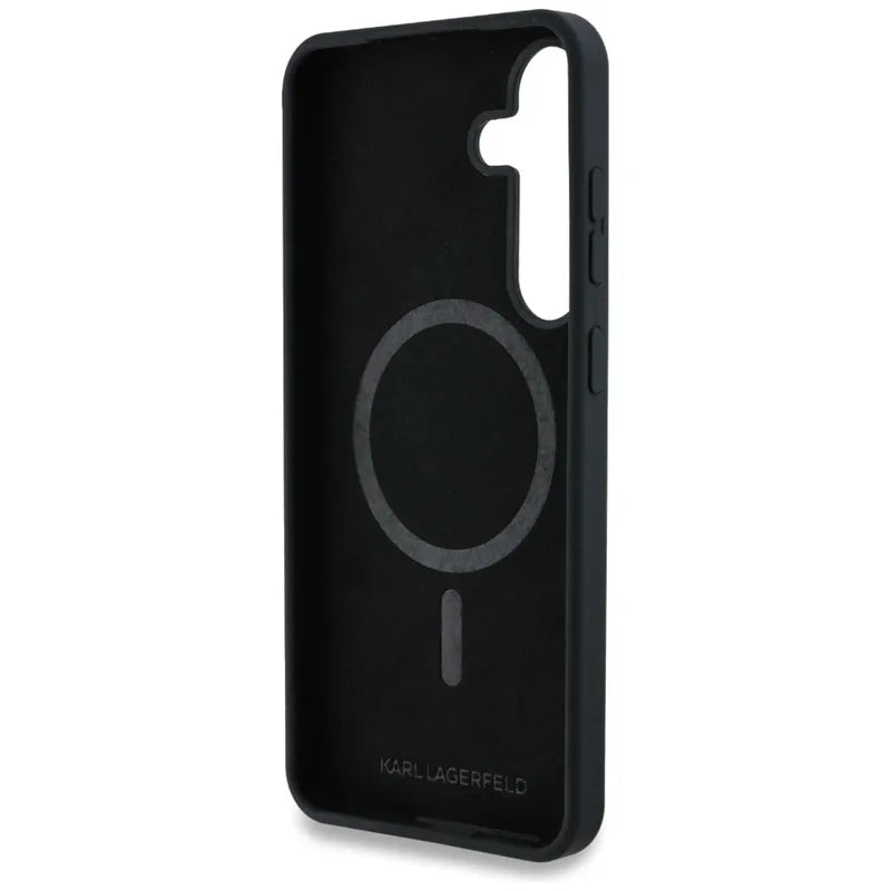 Karl Lagerfeld Silicone Graffiti Ikonik Printed Logo MagSafe – Dėklas, skirtas „Samsung Galaxy S25“ (juodas)