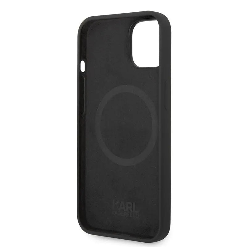 Karl Lagerfeld Silicone Ikonik Karl's Head MagSafe - dėklas, skirtas iPhone 14 Plus (juodas)