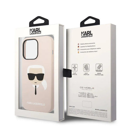 Karl Lagerfeld Silicone Ikonik Karl's Head MagSafe – dėklas, skirtas iPhone 14 Pro (rožinis)
