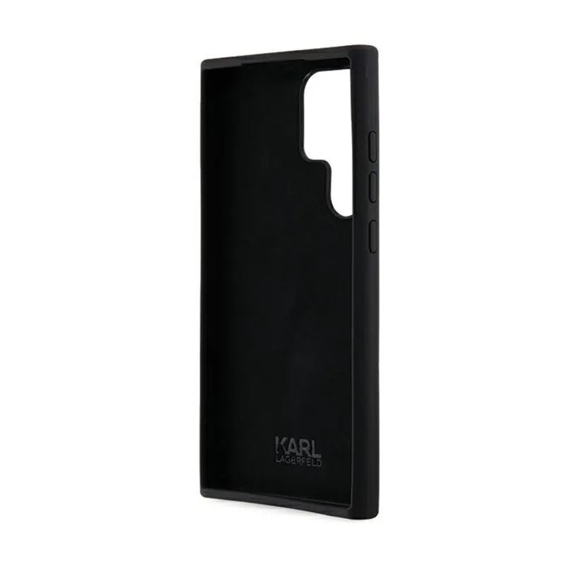 Karl Lagerfeld Silicone Ikonik Metal Pin – Dėklas Samsung Galaxy S24 Ultra (juodas)
