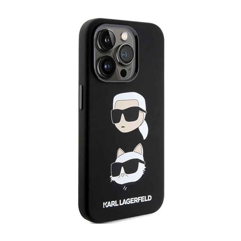 Karl Lagerfeld Silicone Karl & Choupette Heads - iPhone 15 Pro Max dėklas (juodas)