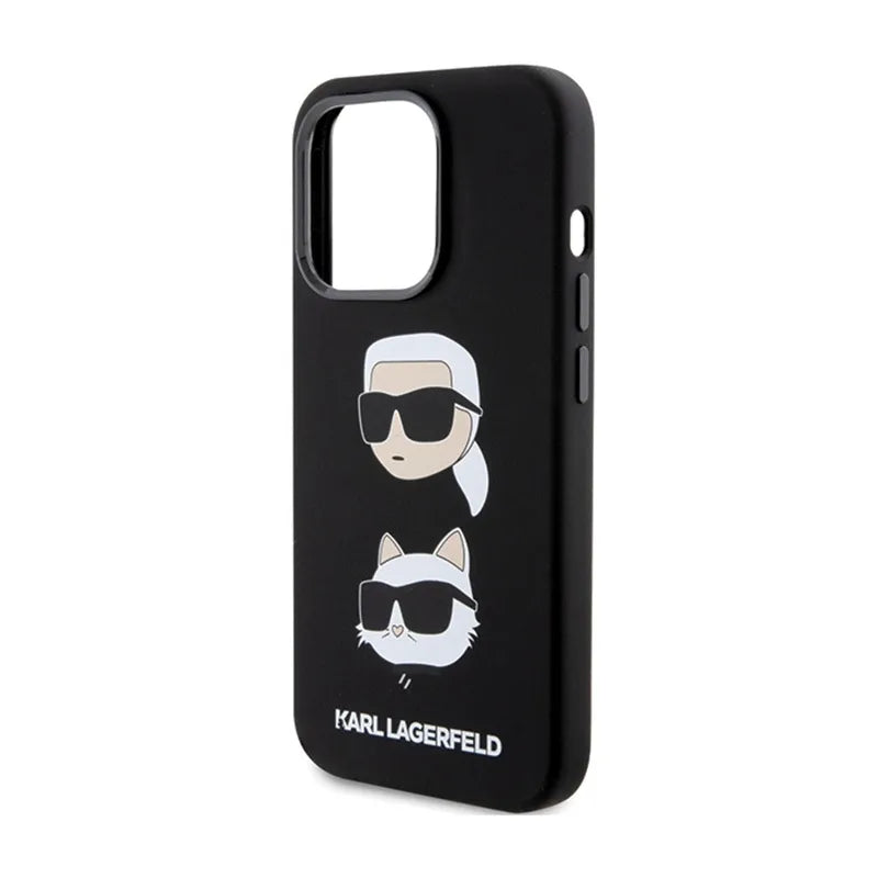 Karl Lagerfeld Silicone Karl & Choupette Heads - iPhone 15 Pro Max dėklas (juodas)