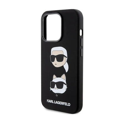 Karl Lagerfeld Silicone Karl & Choupette Heads - iPhone 15 Pro Max dėklas (juodas)