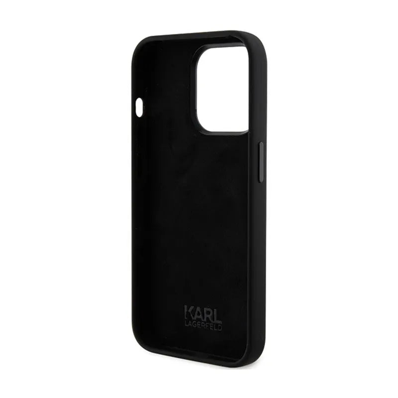 Karl Lagerfeld Silicone Karl & Choupette Heads - iPhone 15 Pro Max dėklas (juodas)