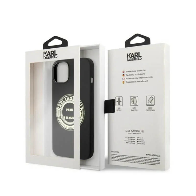 Karl Lagerfeld Silicone RSG – dėklas, skirtas iPhone 14 Plus (juodas)