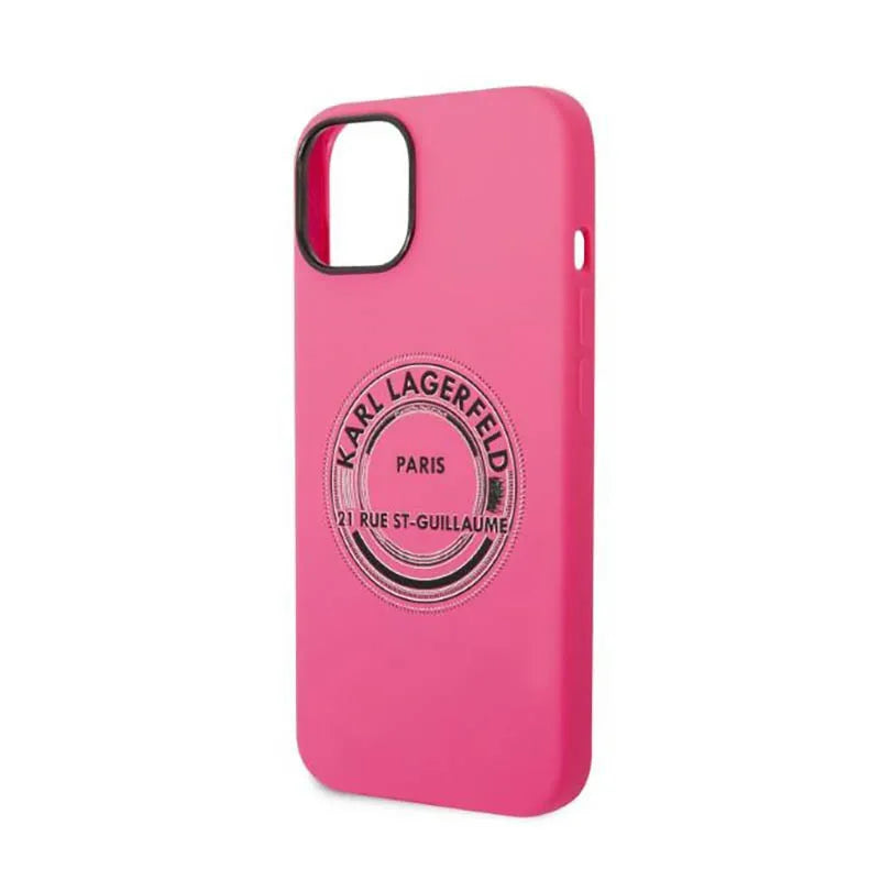 Karl Lagerfeld Silicone RSG – dėklas, skirtas iPhone 14 Plus (rožinė)