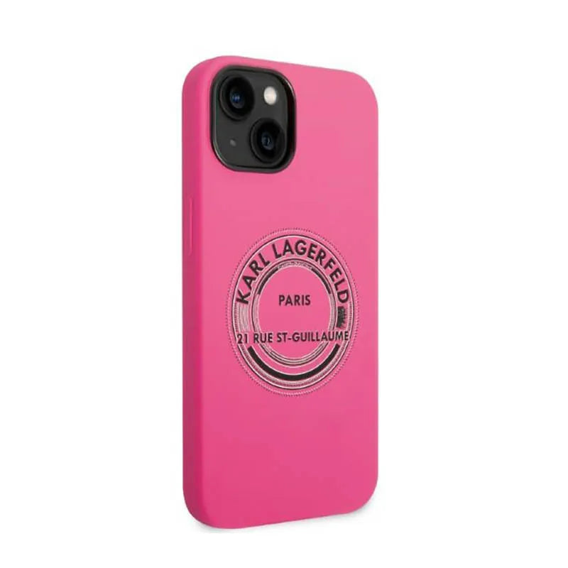 Karl Lagerfeld Silicone RSG – dėklas, skirtas iPhone 14 Plus (rožinė)