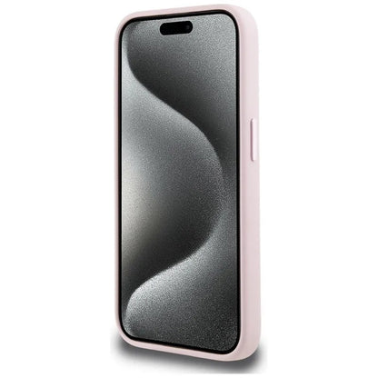 Karl Lagerfeld Silicone Shadow Metal Initial MagSafe – dėklas skirtas iPhone 15 Pro (rožinis)