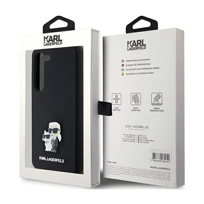 Karl Lagerfeld silikonas Karl & Choupette Metal Pin - dėklas, skirtas Samsung Galaxy S24 (juodas)