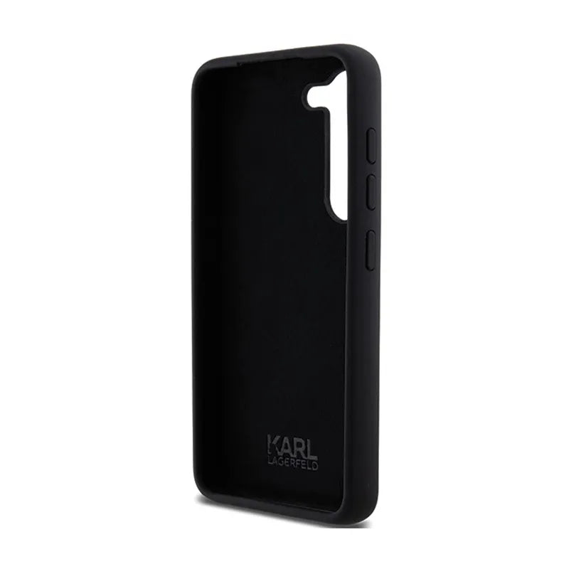 Karl Lagerfeld silikonas Karl & Choupette Metal Pin - dėklas, skirtas Samsung Galaxy S24 (juodas)