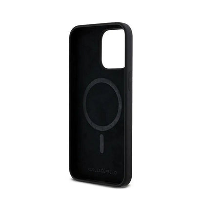 Karl Lagerfeld Silikoninė „Choupette Head MagSafe“ - iPhone 15 Pro dėklas (juodas)