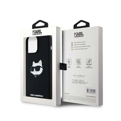 Karl Lagerfeld Silikoninė „Choupette Head MagSafe“ - iPhone 15 Pro dėklas (juodas)