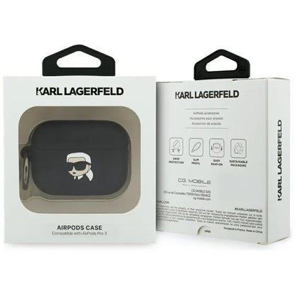 Karl Lagerfeld Silikoninė Karl galvos 3D - AirPods Pro 3 dėklas (Juodas)