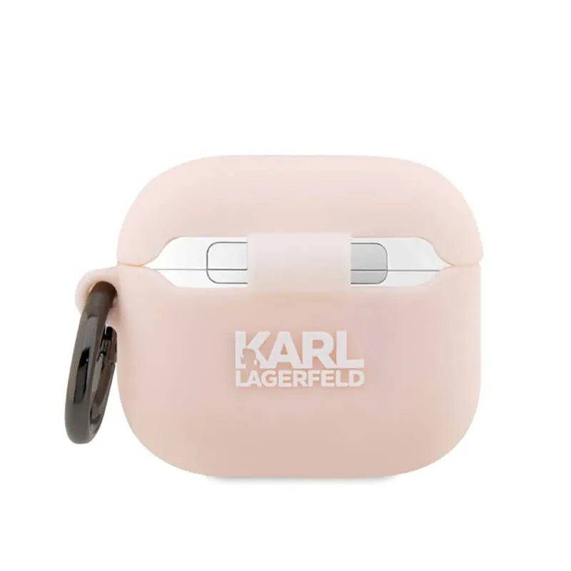 Karl Lagerfeld silikoninis „AirPods 3“ dėklas – NFT Karl Head 3D (rožinis)