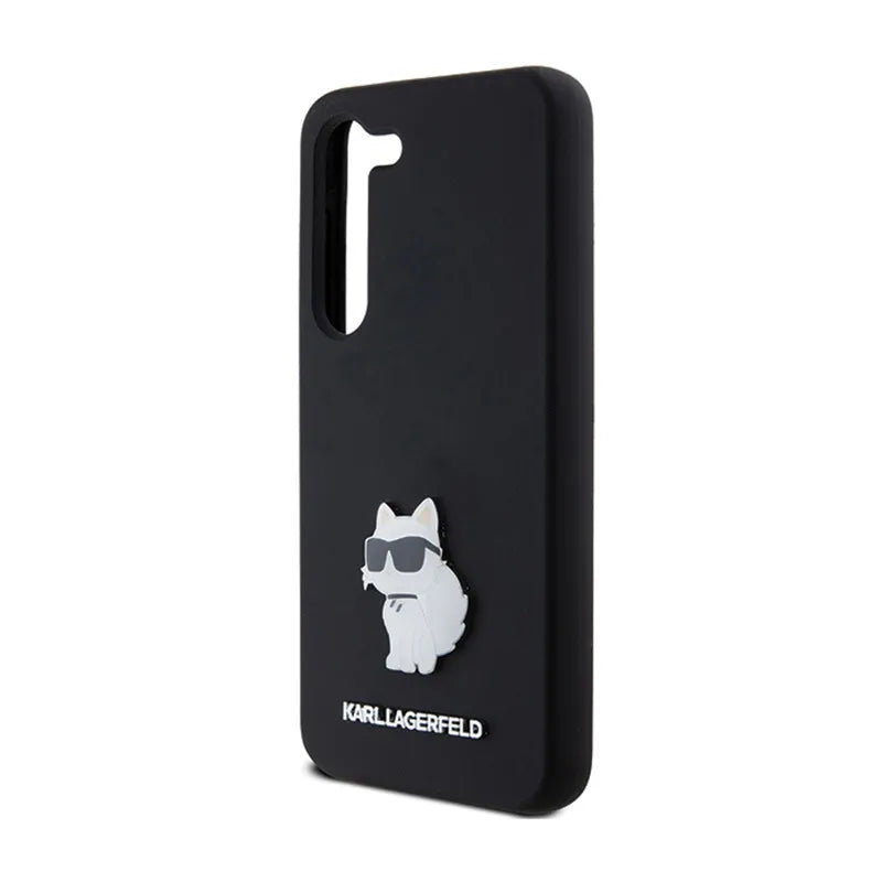 Karl Lagerfeld Silikoninis Choupette Metal Pin - dėklas Samsung Galaxy S24 (juodas)